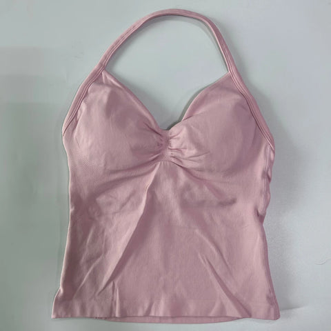 Impact Longline Strappy Gym Top Backless Women Built-in Bra With Pad Breathable Gym Clothes Running Yoga Vest Tank Tops XS-XL