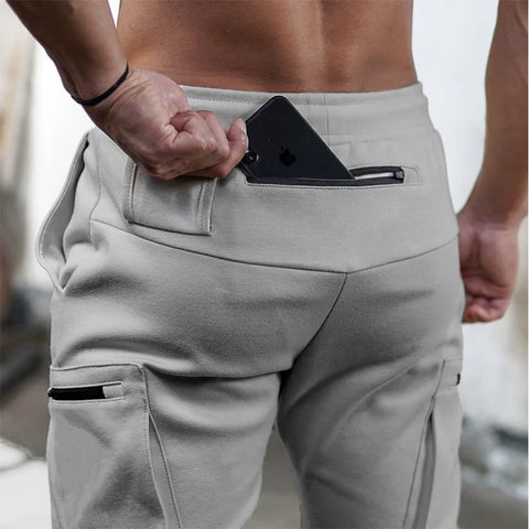Spring Autumn Men sweatpants straight leg multi pocket camouflage Fitness pants men's zippered small ankle Training sports pants
