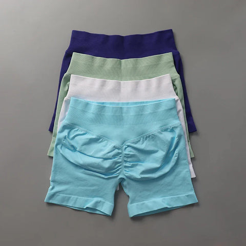 Impact Shorts Low Ribbed Band Yoga Shorts Seamless Scrunch Bum Workout