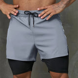 New Men Running Shorts Gym Sports Shorts 2 In 1 Quick Dry Workout Training Gym Fitness Jogging Short Pants Summer Men Shorts