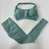 Women Seamless Yoga Set Scrunch Butt Legging Sets Sports Bra Gym Clothes Workout