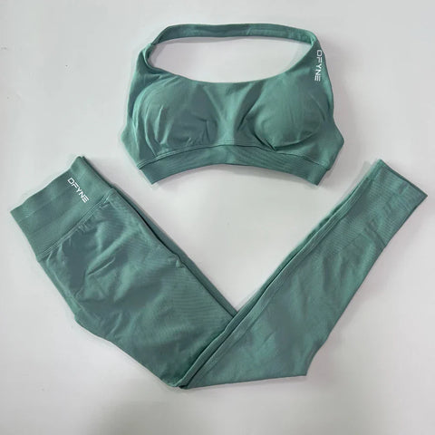 Women Seamless Yoga Set Scrunch Butt Legging Sets Sports Bra Gym Clothes Workout