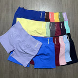Impact Shorts with Logo 4.5'' Low Waist Seamless Yoga Shorts Scrunch Bum Gym Shorts Workout Biker Short Stretch Fitness Short