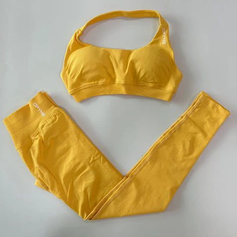 Women Seamless Yoga Set Scrunch Butt Legging Sets Sports Bra Gym Clothes Workout