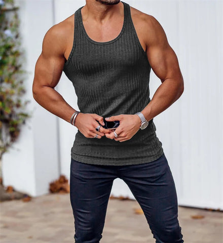 2024 Summer men Vest stripe gym Tank top Men Fitness sleeveless shirt Male Exercise Sports vest Undershirt Bodybuilding clothing