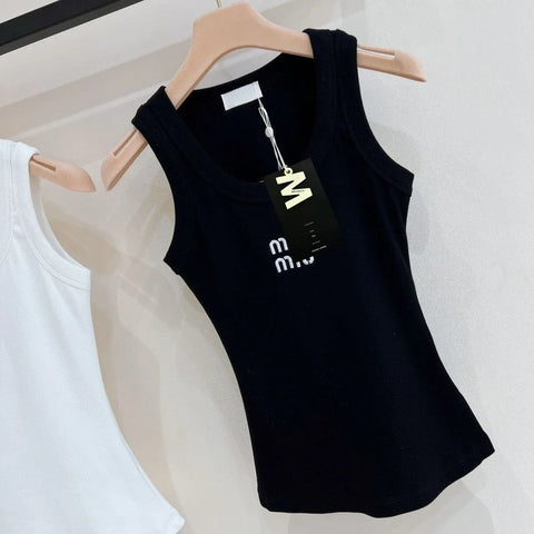 MIU Outer Wear Tank Top Vest Slim Fit Summer Sleeveless Top Base High Street High-Quality