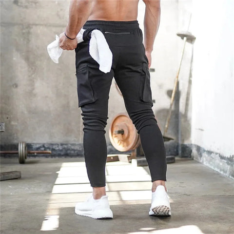 Spring Autumn Men sweatpants straight leg multi pocket camouflage Fitness pants men's zippered small ankle Training sports pants
