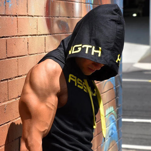 New Summer Fitness Tank Top Sports cotton Running Tank Top Loose Basketball Sleeveless Hooded Vest Breathable Training clothing