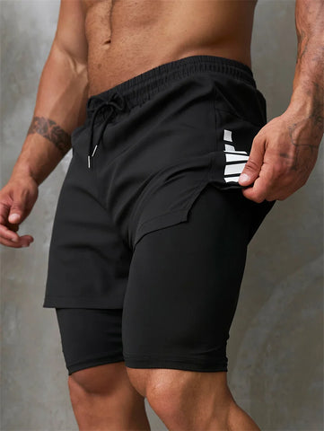 New Men Running Shorts Gym Sports Shorts 2 In 1 Quick Dry Workout Training Gym Fitness Jogging Short Pants Summer Men Shorts