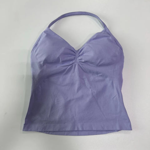 Impact Longline Strappy Gym Top Backless Women Built-in Bra With Pad Breathable Gym Clothes Running Yoga Vest Tank Tops XS-XL