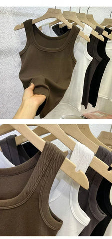 MIU Outer Wear Tank Top Vest Slim Fit Summer Sleeveless Top Base High Street High-Quality