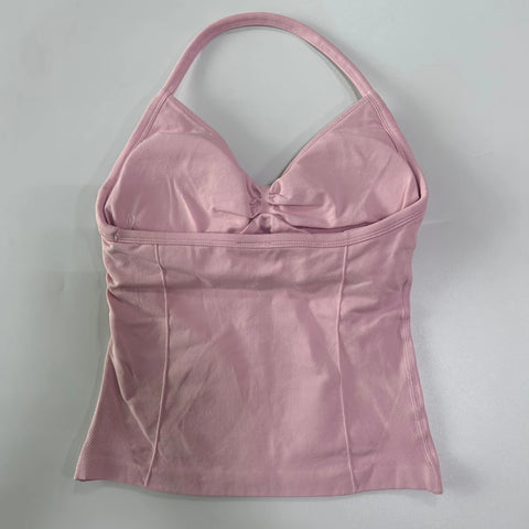 Impact Longline Strappy Gym Top Backless Women Built-in Bra With Pad Breathable Gym Clothes Running Yoga Vest Tank Tops XS-XL