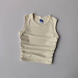Summer Nude Yoga Racerback Female Fold Slim Fit Sports Running and Fitness Outwear Crop Top Bras Vest Shirt Quick Dry Clothing