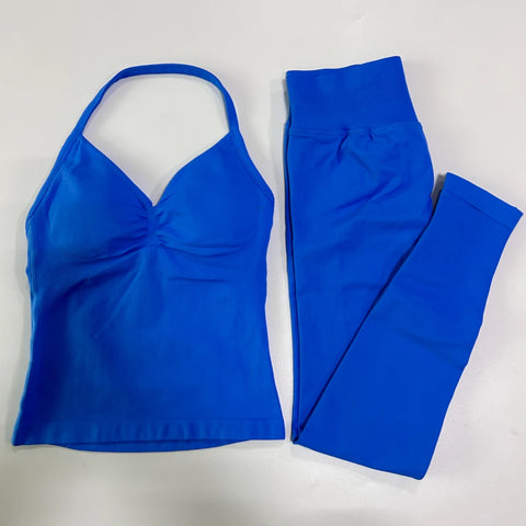 Impact Gym Set Women Padded Tank Tops High Waist Scrunch Seamless Yoga Leggings Fitness Clothes Workout Sets Gym Suit Activewear