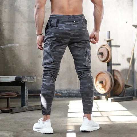 Spring Autumn Men sweatpants straight leg multi pocket camouflage Fitness pants men's zippered small ankle Training sports pants