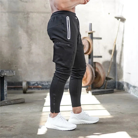 Spring Autumn Men sweatpants straight leg multi pocket camouflage Fitness pants men's zippered small ankle Training sports pants