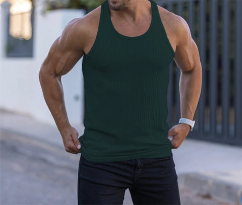 2024 Summer men Vest stripe gym Tank top Men Fitness sleeveless shirt Male Exercise Sports vest Undershirt Bodybuilding clothing