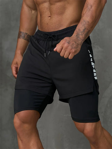 New Men Running Shorts Gym Sports Shorts 2 In 1 Quick Dry Workout Training Gym Fitness Jogging Short Pants Summer Men Shorts