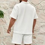 newest Man's set Trend Fashion short sleeve Fitness T-shirt+sports shorts Men suit Two pieces Solid Color running tracksuit