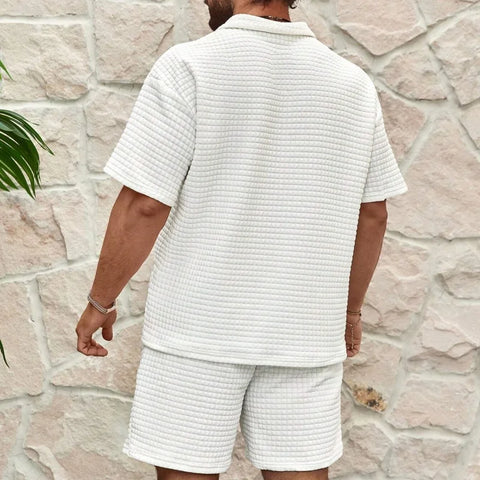 newest Man's set Trend Fashion short sleeve Fitness T-shirt+sports shorts Men suit Two pieces Solid Color running tracksuit