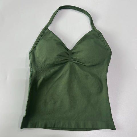 Impact Longline Strappy Gym Top Backless Women Built-in Bra With Pad Breathable Gym Clothes Running Yoga Vest Tank Tops XS-XL