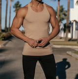 2024 Summer men Vest stripe gym Tank top Men Fitness sleeveless shirt Male Exercise Sports vest Undershirt Bodybuilding clothing