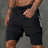 New Men Running Shorts Gym Sports Shorts 2 In 1 Quick Dry Workout Training Gym Fitness Jogging Short Pants Summer Men Shorts