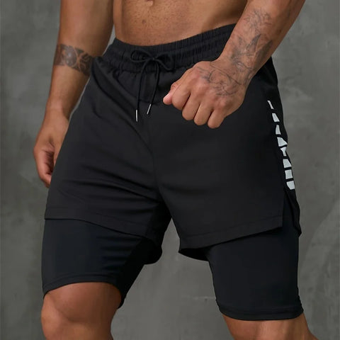 New Men Running Shorts Gym Sports Shorts 2 In 1 Quick Dry Workout Training Gym Fitness Jogging Short Pants Summer Men Shorts