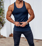 2024 Summer men Vest stripe gym Tank top Men Fitness sleeveless shirt Male Exercise Sports vest Undershirt Bodybuilding clothing