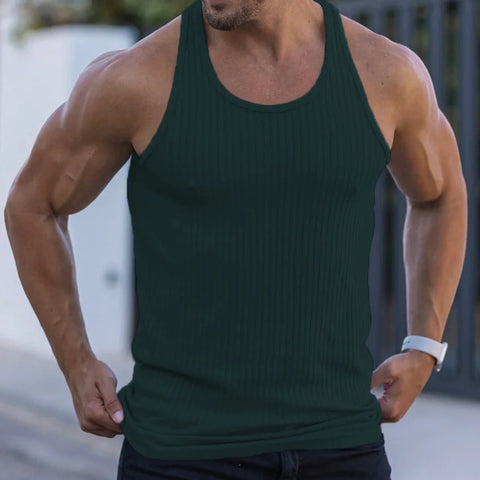 2024 Summer men Vest stripe gym Tank top Men Fitness sleeveless shirt Male Exercise Sports vest Undershirt Bodybuilding clothing