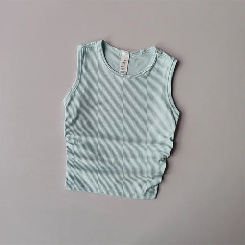 Summer Nude Yoga Racerback Female Fold Slim Fit Sports Running and Fitness Outwear Crop Top Bras Vest Shirt Quick Dry Clothing