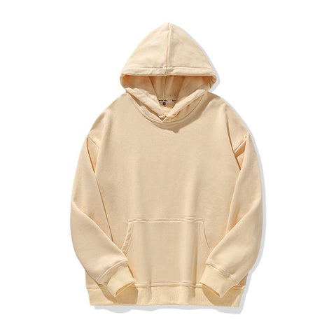 Trendy Brand Drop Shoulder Pullover Solid Color Sweater Hooded Loose Hoodie
