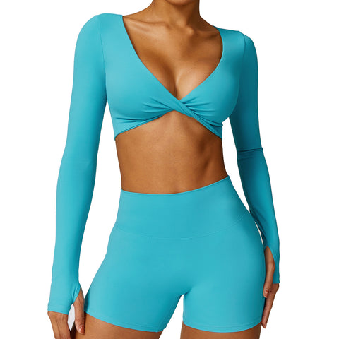 Twisted Tight Workout Clothes Casual Running Sport Long Sleeve Top