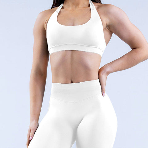 High Elastic Ultra-fine Matte Nylon Halter Beauty Back Seamless Sports Bra  With Logo Bra
