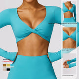 Twisted Tight Workout Clothes Casual Running Sport Long Sleeve Top