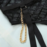 Mesh See-through Underwear Metal Chain Set Lingerie