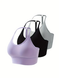 Impact Brassiere Bra Women Seamless Halter Top High Support Impact Push-up Open Back Gym Wear Fitness Yoga With Logo