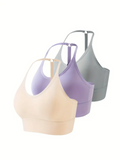 Impact Brassiere Bra Women Seamless Halter Top High Support Impact Push-up Open Back Gym Wear Fitness Yoga With Logo
