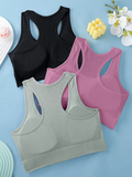 Impact Brassiere Bra Women Seamless Halter Top High Support Impact Push-up Open Back Gym Wear Fitness Yoga With Logo